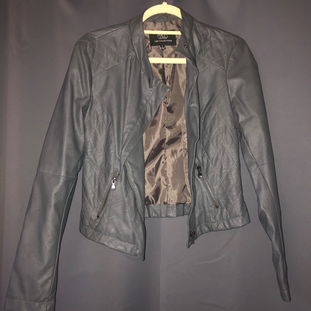 Tart Gray Leather Jacket